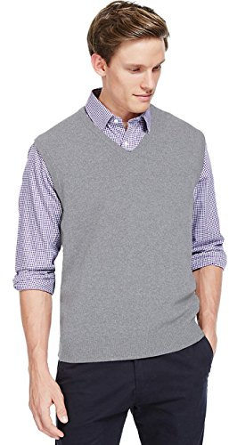 AARHON herr v-ringad ärmlös stickad jumper plus size tröja herr toppstorlek UK