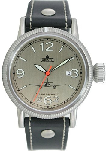 Messerschmitt Aristo Herren Uhr Fliegeruhr ME 262 Automatik 3H262-ALU Leder