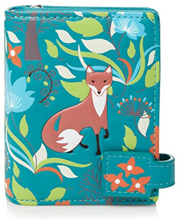 Shag Wear Portemonnaie Geldbörse Damen Geldbeutel Mädchen | Bifold Mehrfarbig Portmonee Designs - (Füchse im Wald Petrol/Forest Foxes)