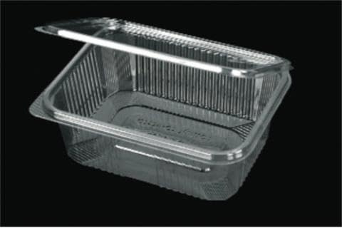 Vaschette rettangolari in PET - mm. 140x123x37 - Codice B1 CC. 375 - Confezione da 50 contenitori trasparenti richiudibili con coperchio unito - Vaschette monouso con chiusura incernierata ed ermetica