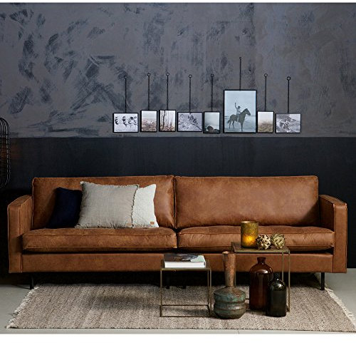 Maison ESTO 3 Sitzer Sofa Rodeo Classic Echtleder Leder Lounge Couch Ledersofa Cognac