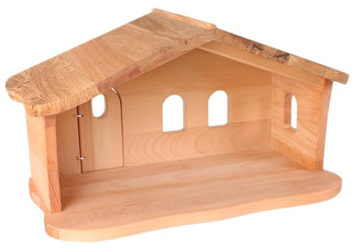 Holzspielzeug Peitz Weihnachtskrippe aus Holz | Krippenstall mit Stall und Hauptraum | Vielseitig als Bauernhof nutzbar