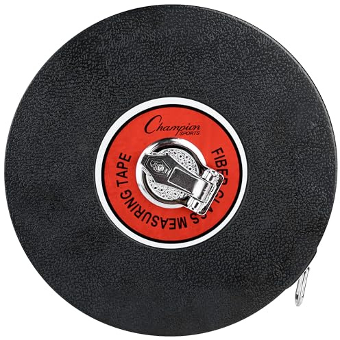 Champion Sports Closed Reel Measure Tape – 200 ft / 60 m, Hand Crank, Dual-Sided Feet & Meters