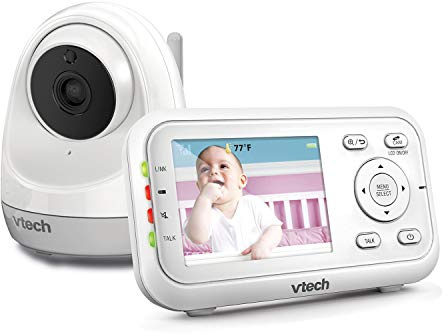 VTech 2.8” Digital Video Baby Monitor with Pan & Tilt 1 Camera, Full Color and Automatic Night Vision, White
