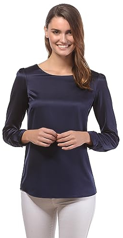 Vincenzo Boretti Blusa, Taglio Abbastanza Aderente, Scollo a Barca Blu Scuro M