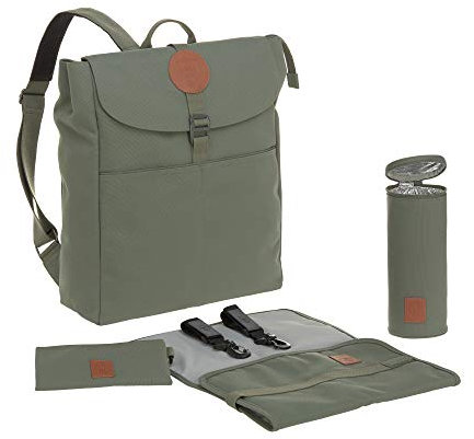 LÄSSIG Baby Wickelrucksack Wickeltasche Babytasche stylische Tasche inkl. Wickelzubehör/Backpack Adventure, Olive