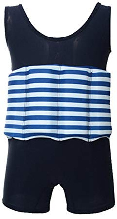 IBTOM CASTLE Children Boys Girls Swimming Learning Training AID Life Vest Buoyancy Swimwear Surfing Suit Detachable #04 Navy Blue + Striped 2-3 Years