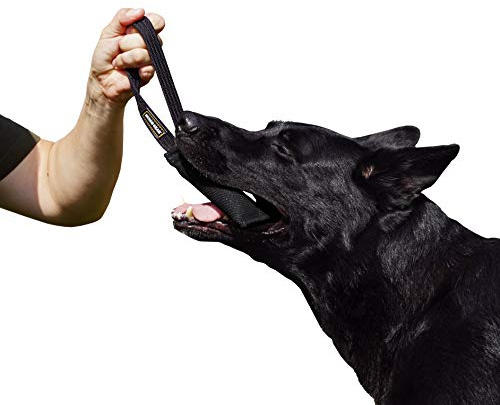 Dingo Gear Baumwolle-Nylon Beißwurst für Hundetraining IGP IPO Obiedence Schutzhund Hundesport, 15 x 5 cm, 1 Griff Schwarz S00072