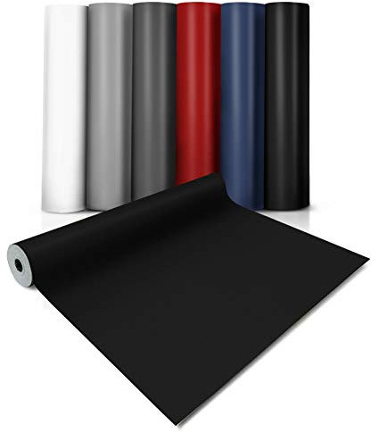 casa pura Revêtement de Sol en PVC sans Colle - Film en Vinyle pour Sol, Meuble & Mur - Rouleau Au Mètre en Couleur Uni - Ultra Résistant à l'usure, Durable à Long Terme - Noir (100x100 cm)