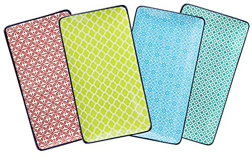 vancasso Serie Macaron, Juego de Sushi 4 Piezas Platos Rectángulo Platos Llanos, Japonés Platos servicio para Sushi, Postre, Tarta