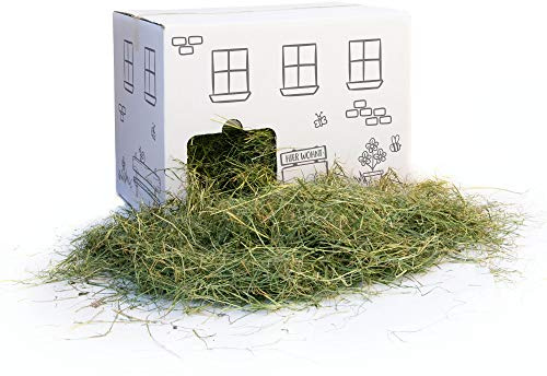 HEULAND® HEUHAUS mit Premium Heu für Kaninchen Hasen Meerschweinchen Nager Haus mit Heu lose für Kleintiere Einstreu Stroh (1 Stück)