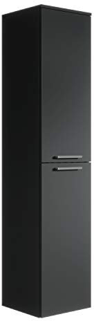 Badplaats B.V. Badezimmer Badschrank Saturnus 130cm Schwarz - Regal Schrank Hochschrank Schrank Möbel