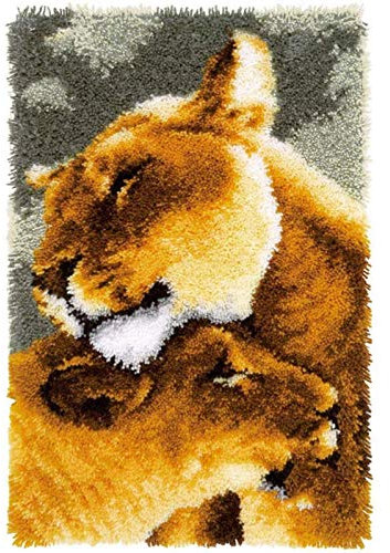 Knüpfteppich Zum Selber Knüpfen Knüpfset DIY Kreuzstich Set Knüpfen Set 3D Teppich Tapisserie Set Für Erwachsene Kinder Anfänger Kreatives Geschenk Latch Hook Kit Tier 52Cmx38cm