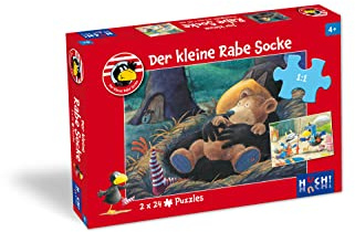 HUCH! Der kleine Rabe Socke Kinderpuzzle, 2 Puzzles á 24 Teile, Der kleine Rabe Socke Puzzles