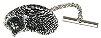 A16 Igel aus feinem englischen Zinn auf einer Krawattennadel mit Kette
