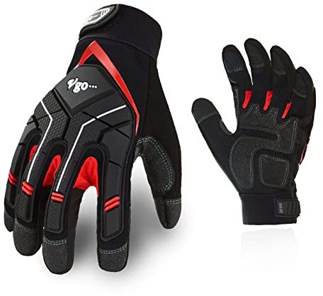 Vgo... Safety Work Gloves Touchscreen, Anti Impact Heavy Duty Gloves Antivibration for Warehouse Trucker Carpenters Fitter Moto, 1 pair