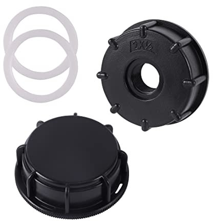 FOGWOWO IBC Adapter S60 x 6, 1/2 Inch Internal Thread with Tank Cover, Closure Cover, Garden Hose, Tap Adapter, IBC Tank Accessories for Rainwater Tank Barrel Valve