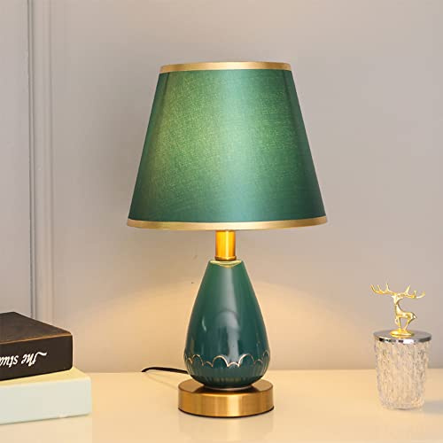 Mengjay E27 Tischlampe, Tischleuchte, Nachttischlampe aus Keramik,Nachttisch Lichtdekoration Schreibtischleuchten,Leichter Körper Tuch Lampenschirm Schlafzimmer Wohnzimmer Tischlampe (B)
