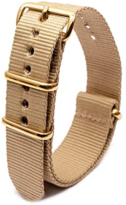 Uhrenarmband aus Nylon mit goldener Schnalle, Nylonstreifen, Uhrenzubehör, 18mm, 20mm, 22mm, 24mm
