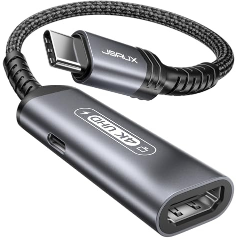 JSAUX USB C to HDMI and Charger Adapter | 4K@60Hz 2-IN-1 Type C to HDMI Adapter with PD Fast 100W Compatible with Thunderbolt 3/4, iPhone 16 Pro Max MacBook Pro/Air iPad Galaxy S24 Steam Deck ROG Ally
