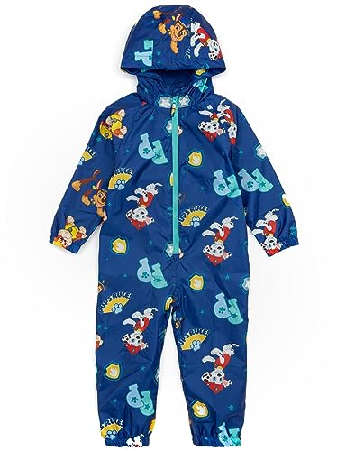 PAW PATROL Jungen Pfützenanzug | Kinder Kleinkinder All In One Regenmantel | Navy Marshall Chase Rescue Welpen Regel | Langarm mit Ärmelbündchen Play Wanderjacke