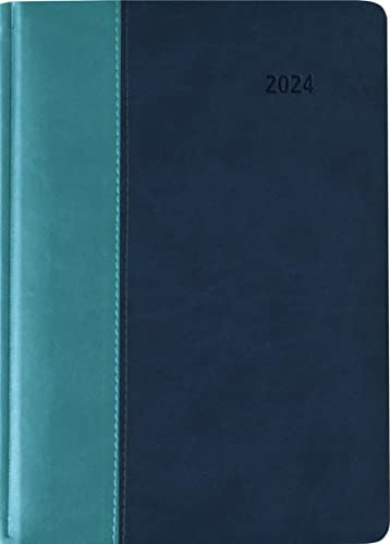 Buchkalender Premium Water türkis-blau 2024 - Büro-Kalender A5 - Cheftimer - 1 Tag 1 Seite - 416 Seiten - Tucson-Einband - Alpha Edition