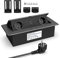 Versenkbare Steckdosen mit USB C PD20W, Aluminium Einbausteckdose Versenkbar 2 Fach, Tischplatte Versenkbare Steckdose für Arbeitsplatte Küche Büro 2500W/10A, 1.8M Kabel, Schwarz