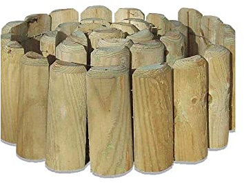 AAMEN Wooden Border Edging, Log Border Rolls, Outdoor Garden Lawn Edging, Garden Fence, 1.8m x 15cm