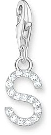 THOMAS SABO Charm-Anhänger Buchstabe S mit weißen Steinen Silber 925 Sterlingsilber
