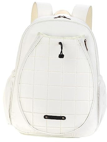 Baoblaze Tennistasche, Tennis-Rucksack, tragbar, Outdoor-Sporttasche, Damen und Herren, Schlägerhalter, große Kapazität, Schlägertasche für Tennisschläger, Weiß