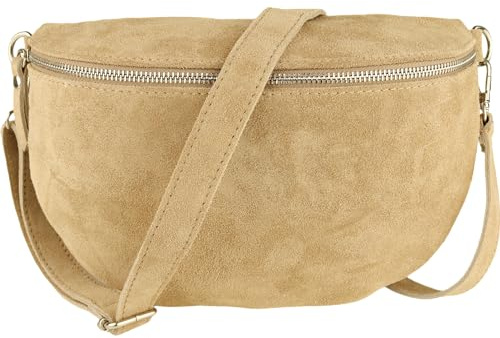 MIRROSI® Bauchtasche Damen, Made in Italy, Echtleder Umhängetasche Echtes Leder, Brusttasche, Crossbody Bag aus Echtem Leder, in 3 Größen erhältlich