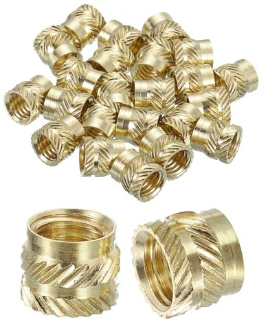 Sourcing Map Knurled Insert Nuts, 25pcs M8 x 8mm L x 10mm OD 3D Printing Brass Female Threaded Inserts, Heat Set Embedment for Printing