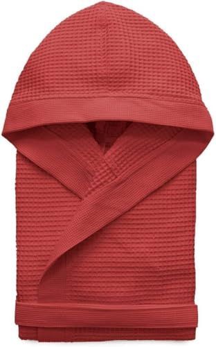 Corredocasa Accappatoio Unisex Uomo/Donna Modello in Nido d'Ape - Cappuccio e Cintura - 100% Cotone - Super Assorbenza Tinta Unita Antiumidità (IT, Testo, XXL, Regular, Regular, Bordeaux)