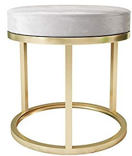 Moderner Ottoman, Fußhocker aus Samt, weicher, kompakter, gepolsterter Hocker, Sitzhocker für Frisiertisch und Couch mit goldenen Metallbeinen, dekorative Möbel, maximale Tragkraft 150 kg, grau (grau,