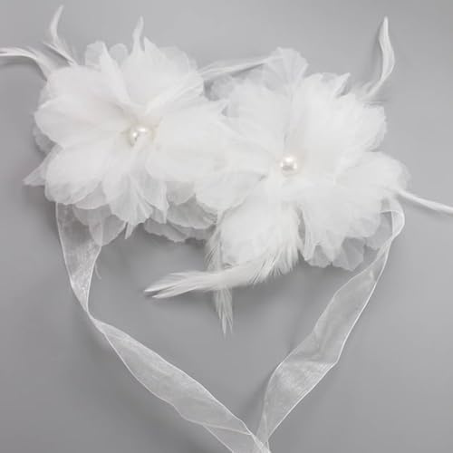 LXZSMH legacci per Tende, legacci per Tende, Fermatenda for Tende con Piume Bianche da 2 Pezzi Fermatenda a Fiori for Tende, Eleganti fermatende for Tende Decorazioni for la casa