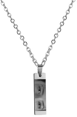 CSstone Personalisierte Augen Gravur Halskette, Paar Halskette mit Foto, Liebhaber Augen Foto Halsketten 18k Goldplatte Rechteck Bild Anhänger Schmuck Geschenke für Jubiläum Geburtstag Weihnachten