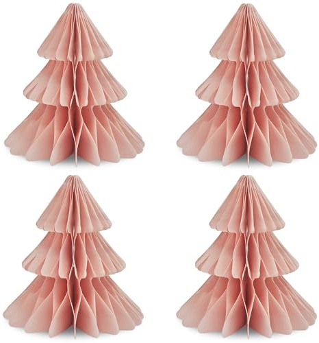 Frau WUNDERVoll® Papierbaum matt rosa Magnetverschluss 4er Set Ø13cm H14cm / Tannenbaum Weihnachtsbaum Weihnachten Dekoration Tischdeko Weihnachtsdeko Weihnachtsdekoration Fenster-Deko