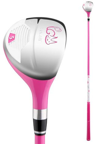 #1/#5 Golf Club Wood Driver for Kids Girls Boys - with Graphite Shaft and Golf Headcover Golf Putter Golf Fairway Woods for Junior 3-12 Year (Pink,#5,Age 3-5)