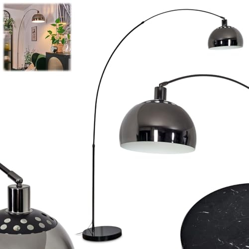 Stehleuchte Baloca, Stehlampe aus Metall mit Marmorfuß in Schwarz/Chromfarben/Weiß, verstellbare Leuchte im Retro/Vintage-Design, Fußschalter, Lichteffekt, E27, Wohnzimmer, Schlafzimmer, Eßzimmer