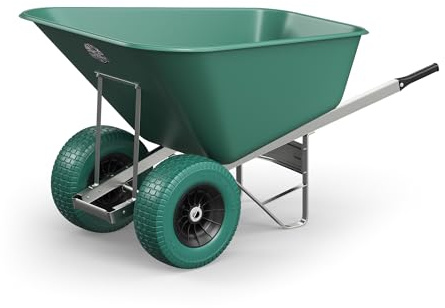 Agri Barrow Wheel Barrow 200 Litre Plastic Wheelbarrow with Puncture Proof Twin Fat Tyres, Green – Ideal for Equestrians, Farmers, Gardeners, Stable Yards, and Heavy-Duty Use