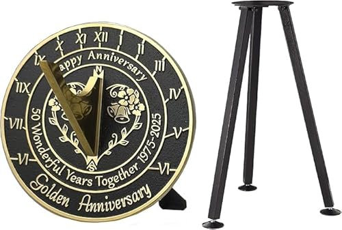 ANTIQUEMEDIEVAL 50:e gyllene årsdagen solur med stativ 2025 present 25,4 cm