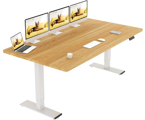 SANODESK Bureau Assis Debout 180x80cm avec 2 Moteurs Puissants, Charge 120kg, Bureau Électrique Réglable en Hauteur Stable, Table Debout avec Fonction Mémoire et Anti-Collision (Blanc)