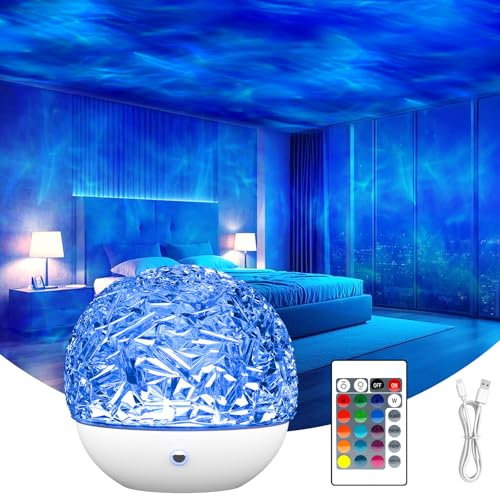 Fokky Galaxy Projector Star Projector, 16 Colors Ocean Wave Projectors, Sensory Lights Ocean Lamp with Remote Control, Night Light Projectors for Bedroom/Party/Game Rooms