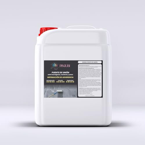 PINJUBI Resina puente de unión, adhesivo al agua, gran adherencia entre hormigones, morteros y yesos viejos con nuevos. Ideal para reparación de cornisas. Imprimación al agua. (10 L)