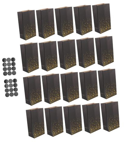 CALLARON Schwarz und Gold Geschenktüten Robuste Papierbeutel Verpackungstüten für Süßigkeiten und Geschenke Aufbewahrungstüten Geschenksäcke