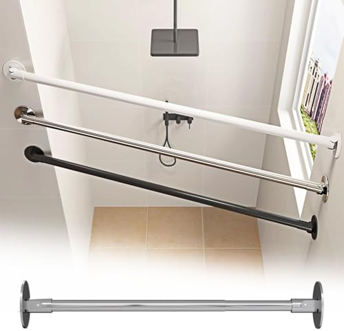 Kleiderstange Schrank Flansch Verstellbare Schrankstange für Schräge Wand, Versenkbare Eck-Duschvorhangstange aus Edelstahl, 180° Schwenkbare Kleiderstange Zum Aufhängen(Silver,35-55cm(13 3/4-21 5/8