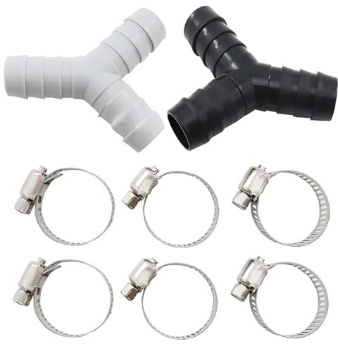 2 Pack Universal Waschmaschine Ablaufschlauch Y-Form Reduzierstück - Armatur, Schlauchverteiler, Kunststoffverbinder für geteilte Rohrverbindung, Dreiwege-Adapter mit Schlauchschellen für Bad und