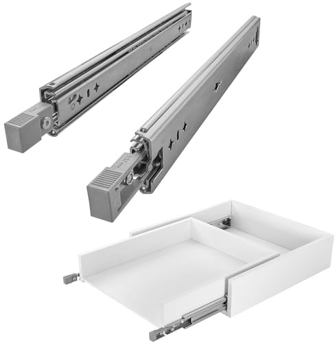 1 Paar SOTECH Schwerlastauszüge VarioSlide KV2-100-H53-L1000-EH 1000 mm | mit Lock-in/out Einrastfunktion mit grauem Hebel Schwerlast-Vollauszug belastbar bis 100 Kg