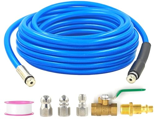 Enovorld Dryer Vent Cleaner Kit - 32ft Pressure Hose + 1/4 Air Quick Connect + 2 Jetter Nozzle for Powerful Lint Removal, Fire Hazard Reduction & Energy Savings – Ideal for Cleaning Long Dryer Ducts