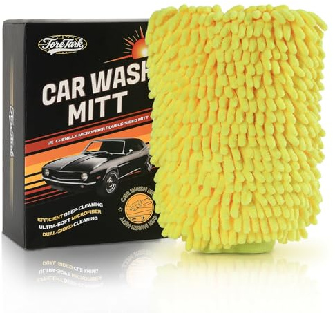 toretark Microfiber Car Wash Mitt, Car Sponge Wrapped in Soft, Plush Fiber Cloth Material, Safe Washing with Any Car Soap, Bucket, Foam Gun, Foam Cannon, Other Cleaning Supplies